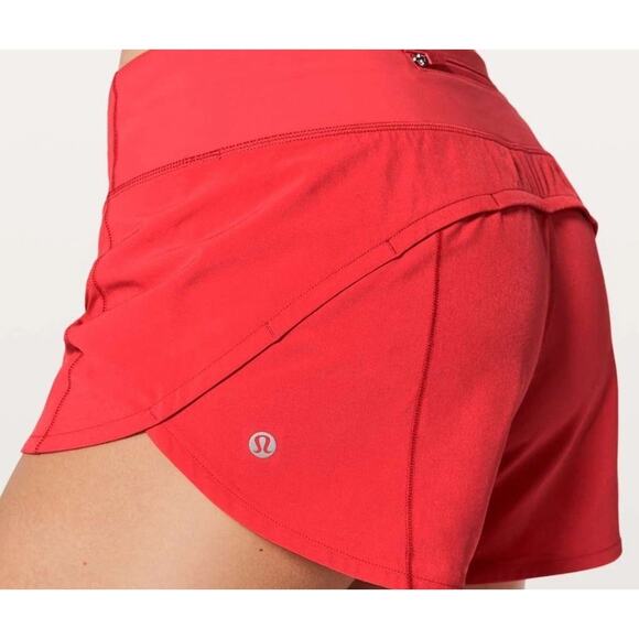 Lululemon Women’s High-Waist Running Shorts Coral Red 12 Quick-Dry Activewear - Picture 2 of 9